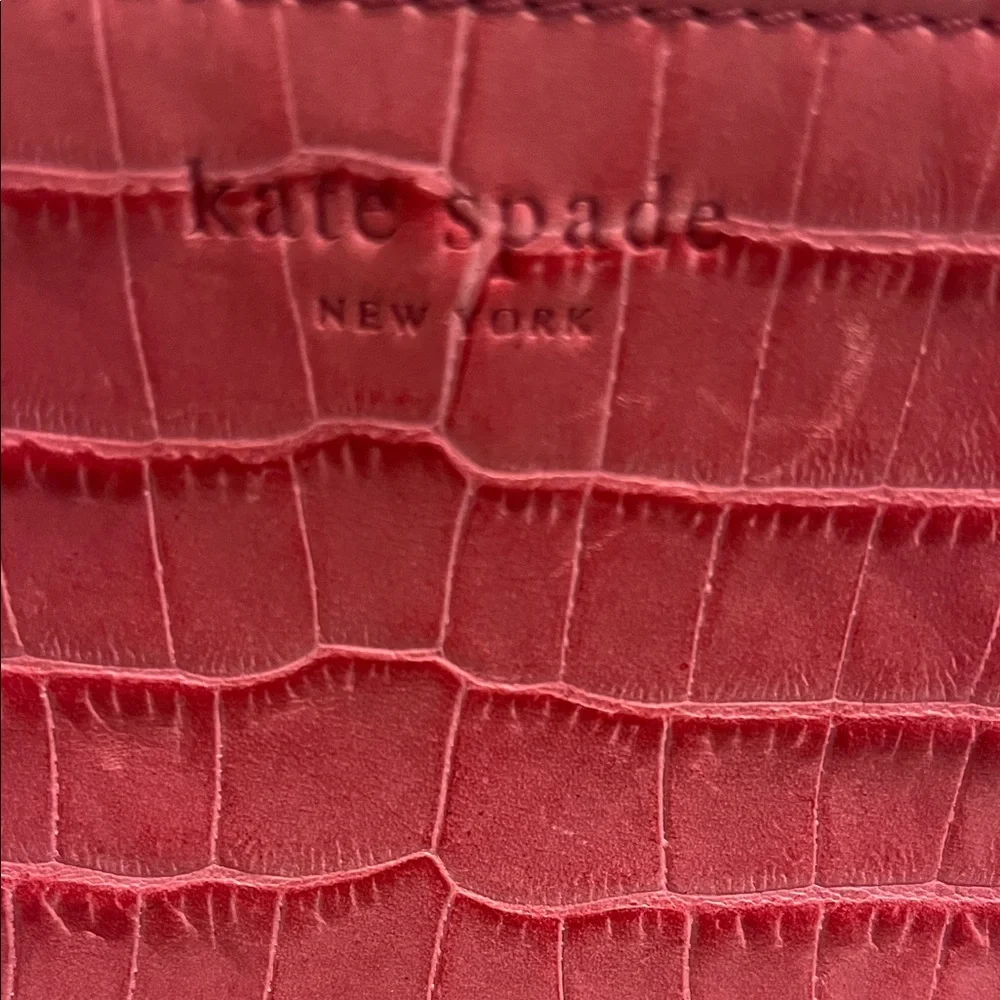 Kate Spade Pink Embossed Leather Satchel | Statement Shoulder Bag Gold Hardware